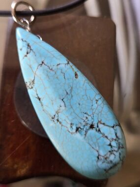 Genuine Turquoise 12g/60ct/Natural Spiderweb Turquoise Pendant with Pyrite